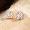 Retro Flower Pattern Goldplated Stainless Steel 18K Dripping Oil Inlaid Imitation Pearl Earrings For Women