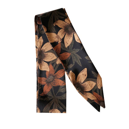 Retro Flower Silk Scarf Printing Hair Tie