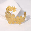 Retro Flower Stainless Steel Bracelet For Women With Electroplating And Exaggerated Design Sense