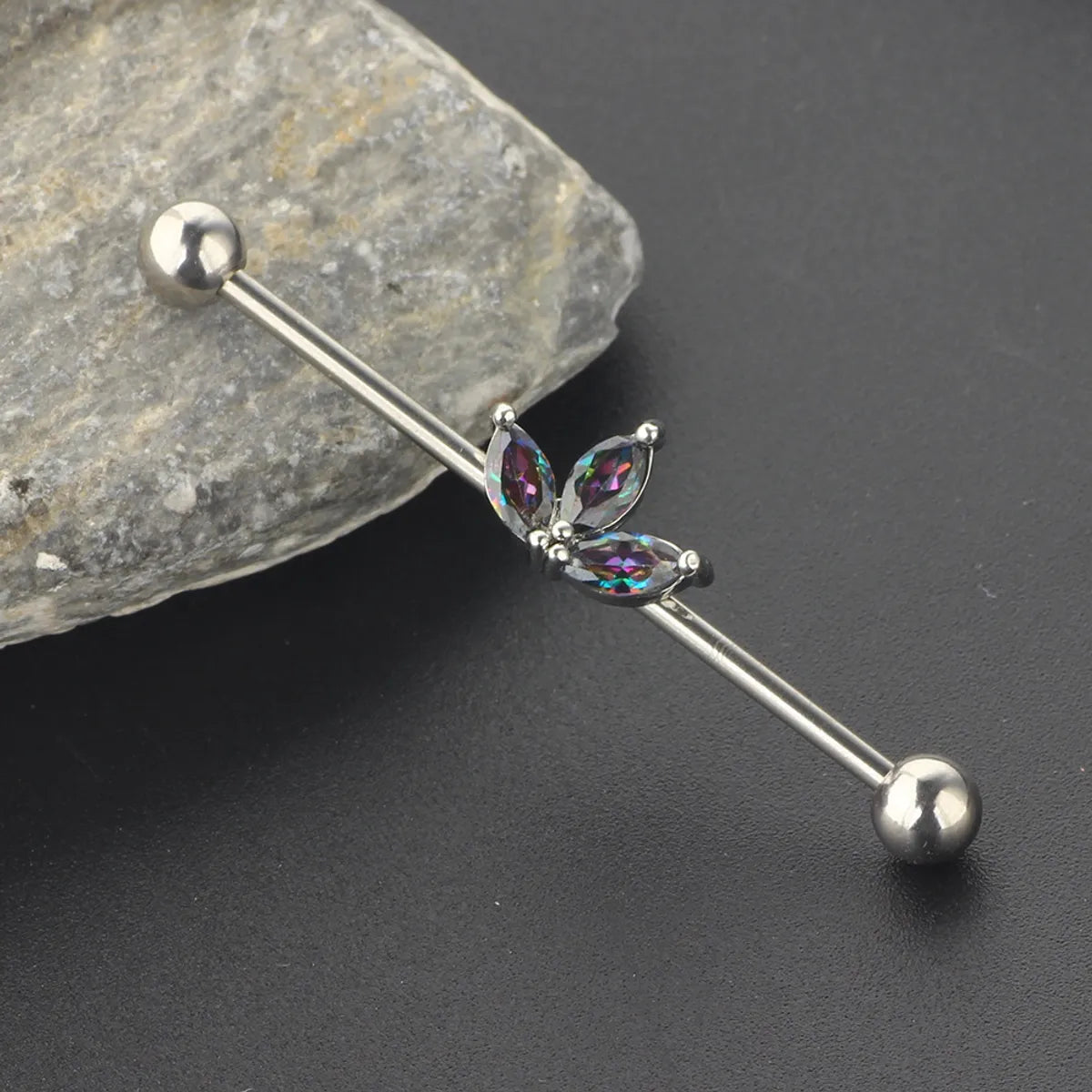 Retro Flower Stainless Steel Plating Belly Ring 1 Piece