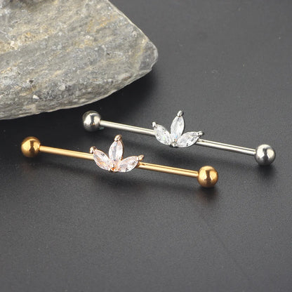 Retro Flower Stainless Steel Plating Belly Ring 1 Piece