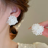 Retro Flower Tassel Pearl U Shaped Earrings For Women Set With Pearls Little Fresh Style