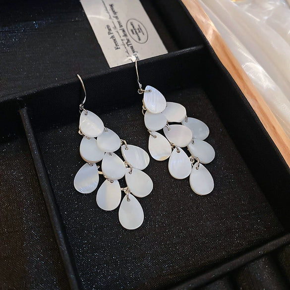 Retro Flower Tassel Pearl U Shaped Earrings For Women Set With Pearls Little Fresh Style