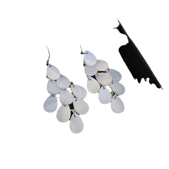 Retro Flower Tassel Pearl U Shaped Earrings For Women Set With Pearls Little Fresh Style