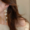 Retro Flower Tassel Pearl U Shaped Earrings For Women Set With Pearls Little Fresh Style