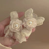 Retro Flower Tassel Pearl U Shaped Earrings For Women Set With Pearls Little Fresh Style