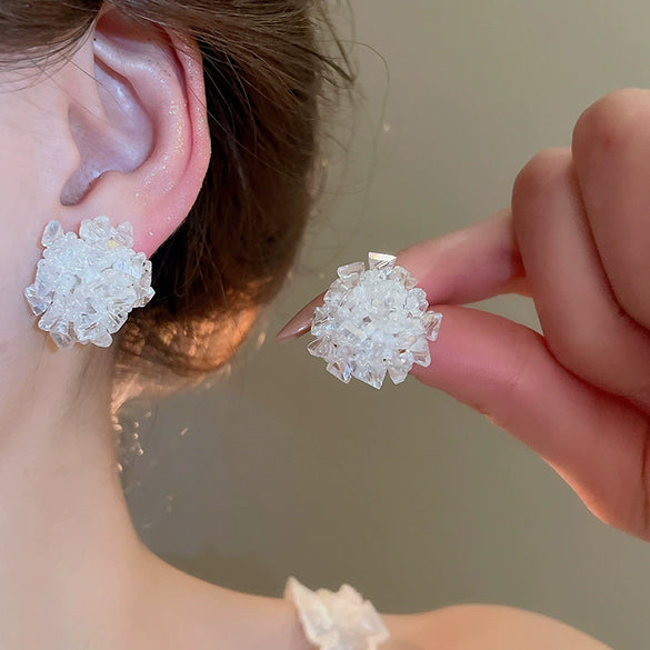Retro Flower Tassel Pearl U Shaped Earrings For Women Set With Pearls Little Fresh Style