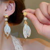 Retro Flower Tassel Pearl U Shaped Earrings For Women Set With Pearls Little Fresh Style
