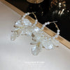 Retro Flower Tassel Pearl U Shaped Earrings For Women Set With Pearls Little Fresh Style