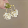 Retro Flower Tassel Pearl U Shaped Earrings For Women Set With Pearls Little Fresh Style