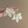 Retro Flower Tassel Pearl U Shaped Earrings For Women Set With Pearls Little Fresh Style