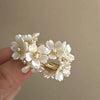 Retro Flower Tassel Pearl U Shaped Earrings For Women Set With Pearls Little Fresh Style
