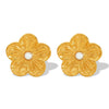 Retro Flower 316L Stainless Steel Electroplated Earrings For Women
