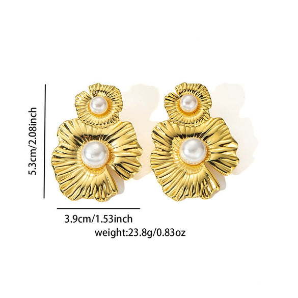 Retro Flower Titanium Steel Electroplated Women's Earrings