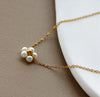 Retro Flower Titanium Steel Beaded Plating Artificial Pearls Pendant Necklace