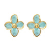 Retro Four Leaf Flower Enamel Stainless Steel Earrings For Women Electroplated Fashion Floral Jewelry Wholesale