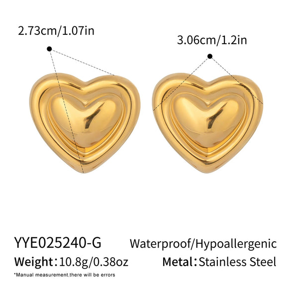 Retro French Classic Heart Pattern Titanium Steel Earrings For Women With Electroplating