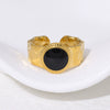 Retro French 18K Gold Plated Titanium Steel Ring For Women With Geometric Design And Electroplating Process