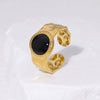 Retro French 18K Gold Plated Titanium Steel Ring For Women With Geometric Design And Electroplating Process