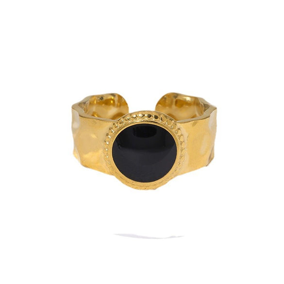 Retro French 18K Gold Plated Titanium Steel Ring For Women With Geometric Design And Electroplating Process