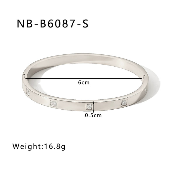 Retro French Literature And Art Style Geometric Zircon Bracelet Stainless Steel With 18K Real Gold Electroplating Non Fading Waterproof Anti Allergy