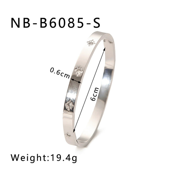 Retro French Literature And Art Style Geometric Zircon Bracelet Stainless Steel With 18K Real Gold Electroplating Non Fading Waterproof Anti Allergy
