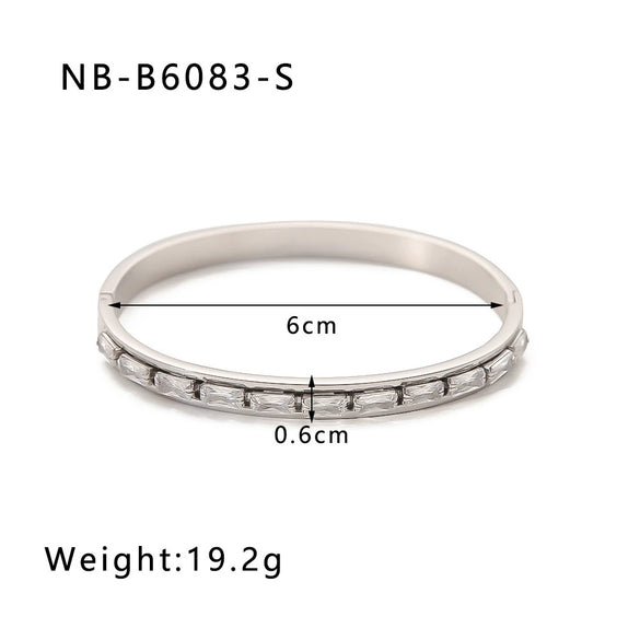 Retro French Literature And Art Style Geometric Zircon Bracelet Stainless Steel With 18K Real Gold Electroplating Non Fading Waterproof Anti Allergy