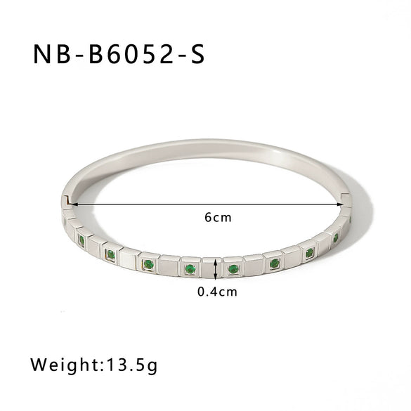 Retro French Literature And Art Style Geometric Zircon Bracelet Stainless Steel With 18K Real Gold Electroplating Non Fading Waterproof Anti Allergy
