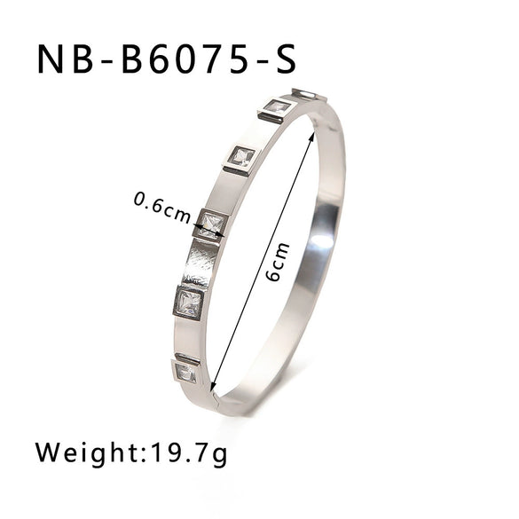 Retro French Literature And Art Style Geometric Zircon Bracelet Stainless Steel With 18K Real Gold Electroplating Non Fading Waterproof Anti Allergy