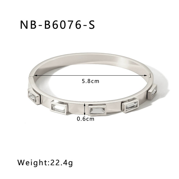 Retro French Literature And Art Style Geometric Zircon Bracelet Stainless Steel With 18K Real Gold Electroplating Non Fading Waterproof Anti Allergy