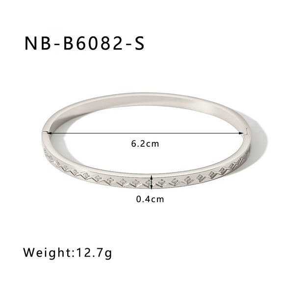 Retro French Literature And Art Style Geometric Zircon Bracelet Stainless Steel With 18K Real Gold Electroplating Non Fading Waterproof Anti Allergy