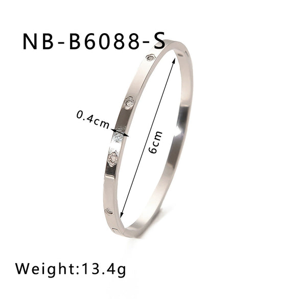 Retro French Literature And Art Style Geometric Zircon Bracelet Stainless Steel With 18K Real Gold Electroplating Non Fading Waterproof Anti Allergy
