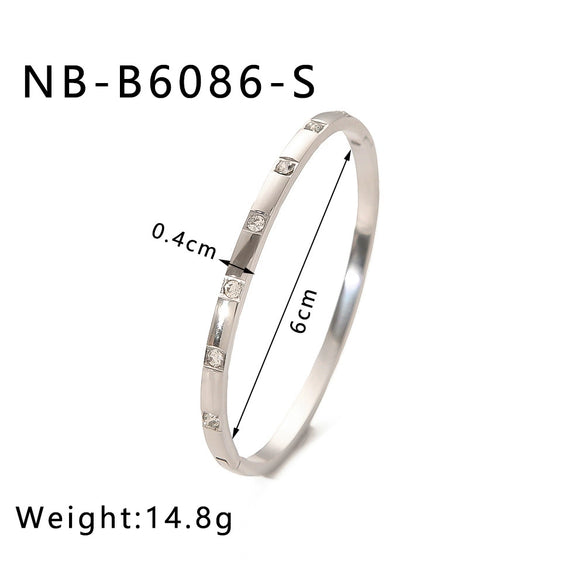 Retro French Literature And Art Style Geometric Zircon Bracelet Stainless Steel With 18K Real Gold Electroplating Non Fading Waterproof Anti Allergy