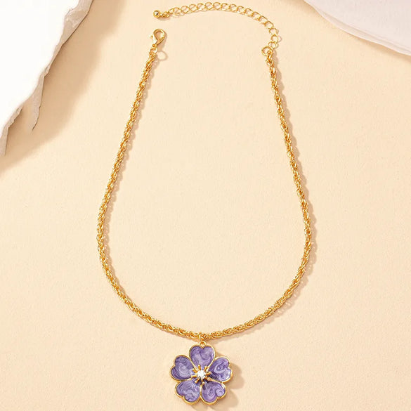 Retro French Style Flower Rhinestones Alloy Wholesale Necklace