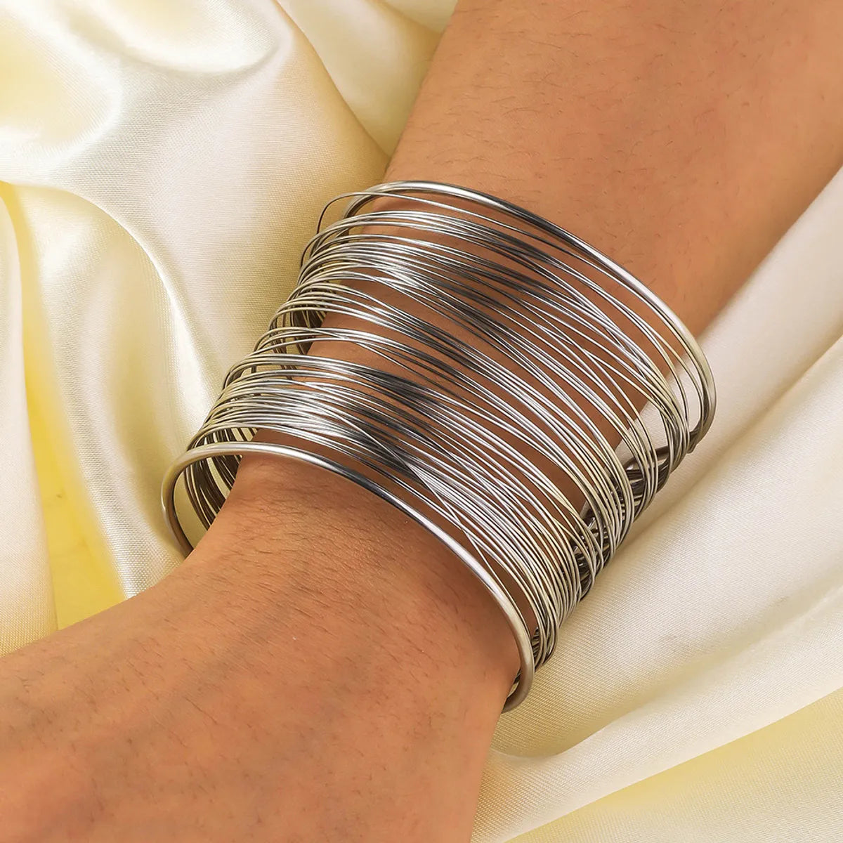 Retro French Style Geometric Titanium Steel Cuff Bracelets In Bulk