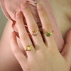 Retro French Style Geometric Titanium Steel Natural Stone Open Rings In Bulk