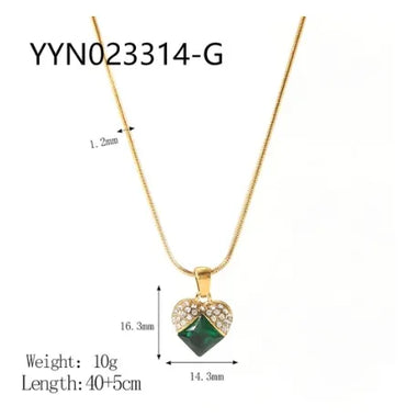 Wholesale Jewelry Retro French Style Heart Shape 304 Stainless Steel Rhinestones Plating Metal Inlay Pendant Necklace