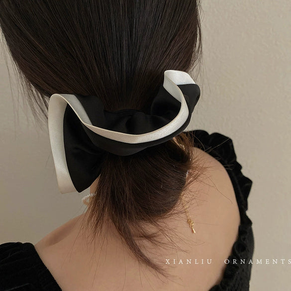 Retro French Style Pu Leather Scrunchie Handmade Fashion Hair Tie Simple Elegant Hair Accessory For Women