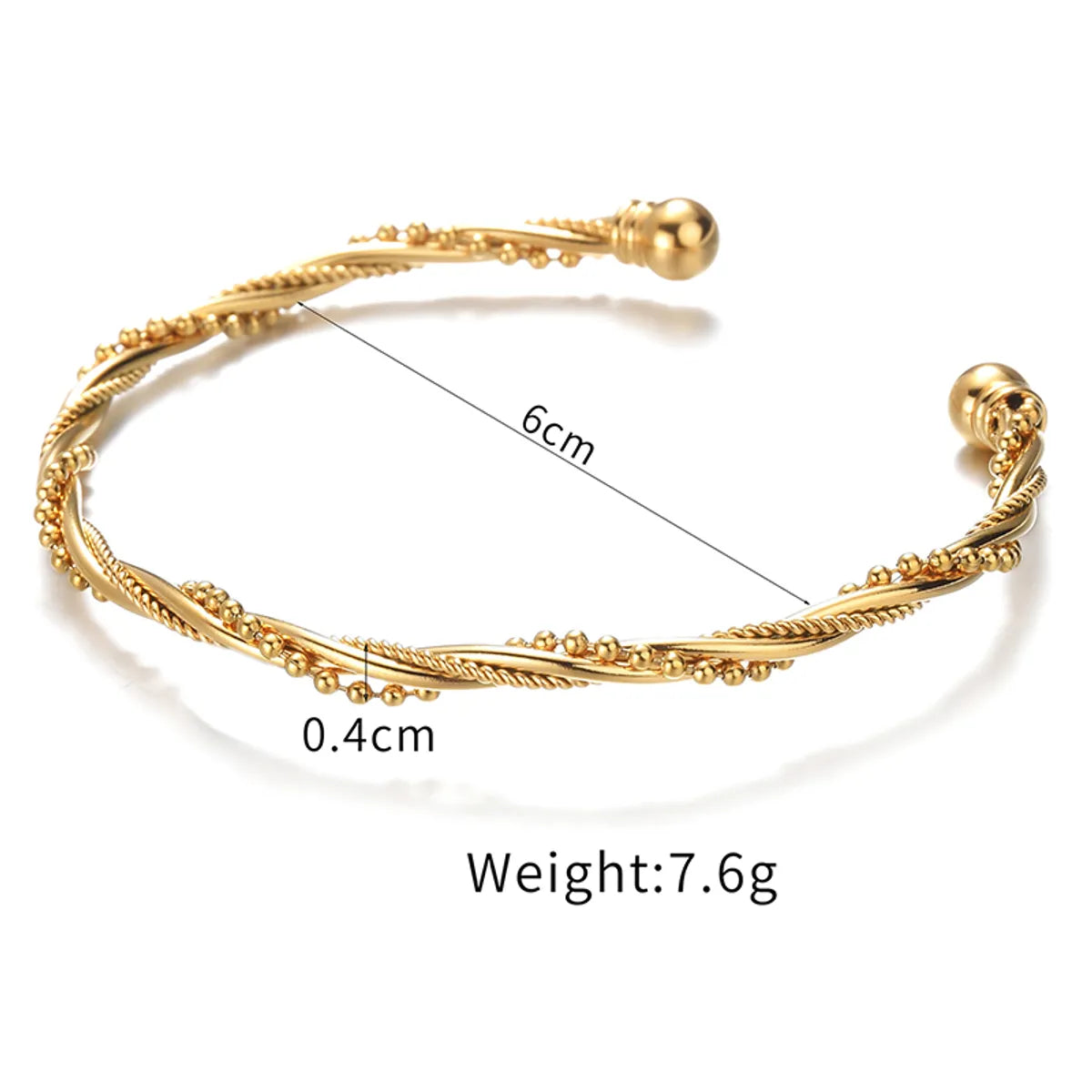 Retro French Style Solid Color 201 Stainless Steel 304 Stainless Steel 18K Gold Plated Bangle In Bulk