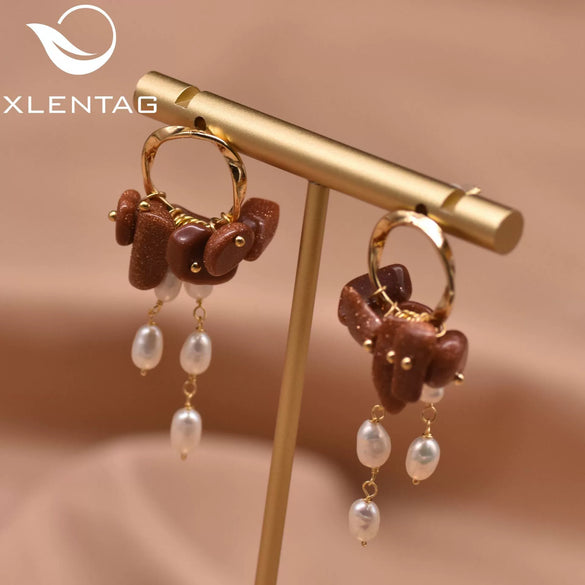 Retro Freshwater Pearl Drop Shape Earrings With Electroplating Design