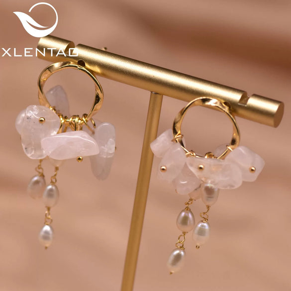 Retro Freshwater Pearl Drop Shape Earrings With Electroplating Design