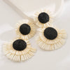 Retro Fruit Style Alloy Earrings For Women With Purple Rhinestone Pearl And Red Oval Strawberry Raffia Flower Design Set With Diamonds