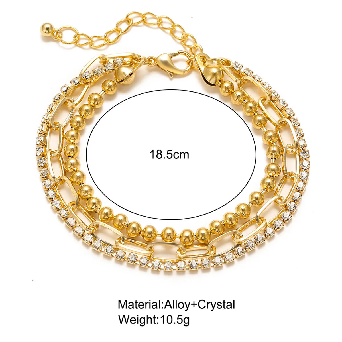 Retro Full Rhinestone Multilayer Anklet