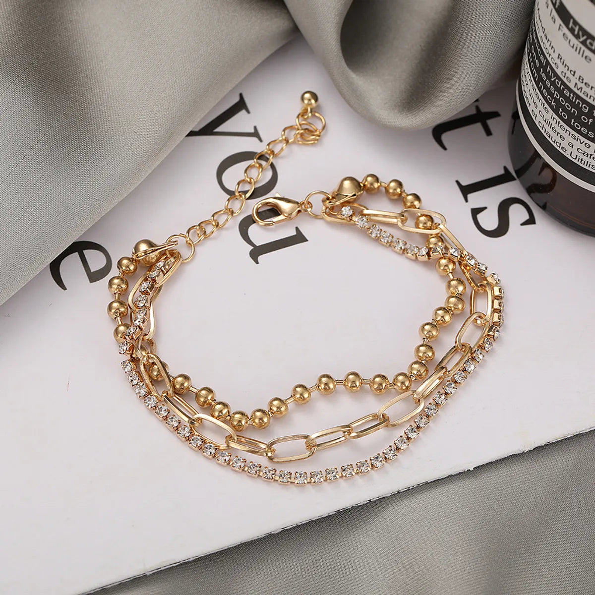 Retro Full Rhinestone Multilayer Anklet