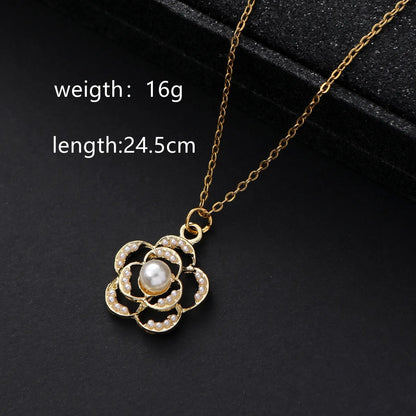 Retro Funny Flower Alloy Asymmetrical Hollow Out Women's Pendant Necklace