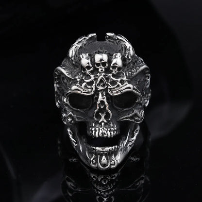 Retro Funny Punk Mask Skull 304 Stainless Steel Polishing Halloween Men'S Wide Band Rings