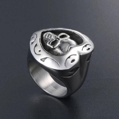 Retro Funny Skull 304 Stainless Steel Polishing Men'S Rings