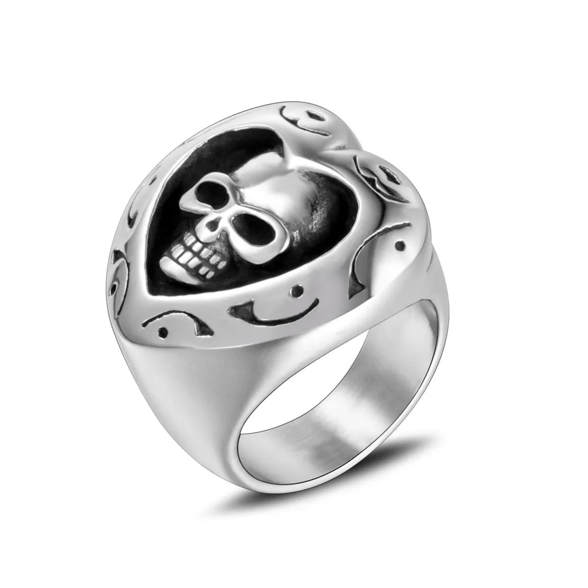 Retro Funny Skull 304 Stainless Steel Polishing Men'S Rings