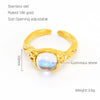 Retro Geometric 304 Stainless Steel 18K Gold Plated Zircon Open Rings In Bulk