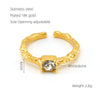 Retro Geometric 304 Stainless Steel 18K Gold Plated Zircon Open Rings In Bulk